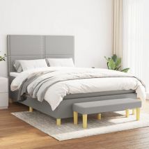 Boxspringbett Mit Matratze Hellgrau 140x190 Cm Stoff