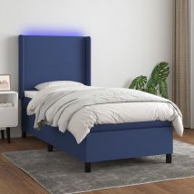Torana - Boxspringbett mit Matratze & led Blau 90x200 cm Stoff