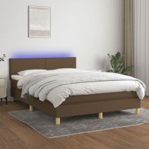 Boxspringbett Mit Matratze & Led Dunkelbraun 140x200 Cm Stoff