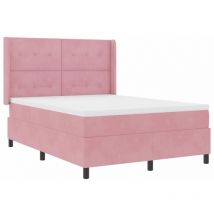 Led Boxspringbett mit Matratze Rosa 140x190 cm Samt Vidaxl