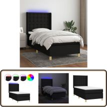 Vidaxl - Boxspringbett mit Matratze & led Schwarz 80x200 cm Stoff - Boxspringbett - Doppelbett - Schlafsystem - Bettenrahmen - Lattenrost