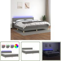 The Living Store Boxspringbett mit Matratze & led Dunkelgrau 200x200 cm Stoff - Boxspringbett - Doppelbett - Bettenrahmen - Lattenrost