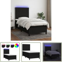 The Living Store Boxspringbett mit Matratze & led Schwarz 100x200 cm Stoff - Boxspringbett - Doppelbett - Schlafsystem - Lattenrost - Bettrahmen