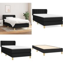 Vidaxl - Boxspringbett mit Matratze Schwarz 90x200 cm Stoff - Boxspringbett - Doppelbett - Bett Mit Matratze - Schlafzimmermöbel - Massivholzmöbel