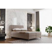 Boxspringbett mit matratze und bettkasten, Schlafbett aldik soff Soro Dunkelbeige 140x200 cm