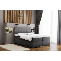 Kaiser - Boxspringbett mit matratze und bettkasten, Schlafbett lindt stoff Velvet Grau 180x200 cm