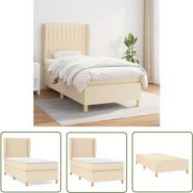 Maison Chic - The Living Store Boxspringbett mit Matratze Creme 90x200 cm Stoff - Boxspringbett - Doppelbett - Cremefarbenes Bett - Bettrahmen