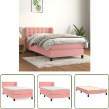The Living Store Boxspringbett mit Matratze Rosa 100x200 cm Samt - Samtbett - Boxspringbett - Doppelbett - Rosa Bett - Betten Günstig Kaufen