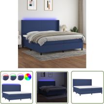The Living Store Boxspringbett mit Matratze & LED Blau 200x200 cm Stoff - Boxspringbett - Doppelbett - Schlafsystem - Bettsofa - Lattenrost