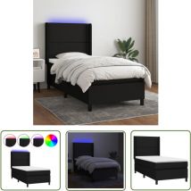 The Living Store Boxspringbett mit Matratze & led Schwarz 90x190 cm Stoff - Boxspringbett - Doppelbett - Schlafsofa - Bettenrahmen - Lattenrost
