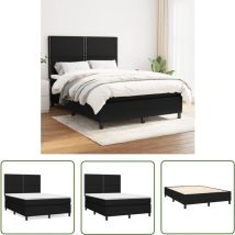 The Living Store Boxspringbett Mit Matratze Schwarz 140x190 Cm Stoff - Boxspringbett - Doppelbett - Schlafraum - Bettenrahmen - Matratze