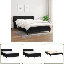 The Living Store Boxspringbett mit Matratze Schwarz 140x200 cm Stoff - Boxspringbett - Doppelbett - Schlafraum - Bettenrahmen - Matratze