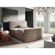 Boxspringbett Schlafzimmerbett ambra 140x200cm Stoff Elisa Velvet Cappuccino