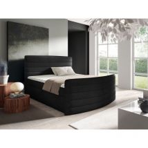 Boxspringbett Schlafzimmerbett ambra 180x200cm Stoff Elisa Velvet Schwarz