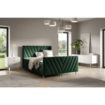 Boxspringbett Schlafzimmerbett carlito 140x220cm in Stoff Fresh Flaschengrün