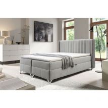 Boxspringbett Schlafzimmerbett damien 140x200cm Stoff Salvador Hellgrau