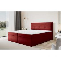 Boxspringbett Schlafzimmerbett DEGNA 140x220cm Stoff Gerra Bordeauxrot