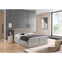 Boxspringbett Schlafzimmerbett dominga premium 120x200cm Stoff Coral Grau
