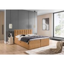 Boxspringbett Schlafzimmerbett dominga premium 140x200cm Stoff Coral Apricot