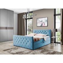 Fun Moebel - Boxspringbett Schlafzimmerbett eivor 180x200cm Hellblau inkl.Bettkasten