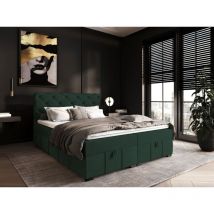 Boxspringbett Schlafzimmerbett GISEL 120x200cm Stoff Salvador Flaschengrün
