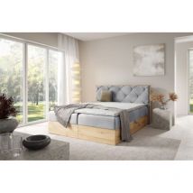 Boxspringbett Schlafzimmerbett helios 180x200cm in Stoff Rouge Hellgrau