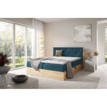 Boxspringbett Schlafzimmerbett helios premium 180x200cm in Stoff Rouge Dunkelblau