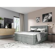 Boxspringbett Schlafzimmerbett linnea 120x220cm Stoff Eisblau inkl. Bettkasten