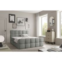 Boxspringbett Schlafzimmerbett satine 140x220cm Stoff Coral Grau