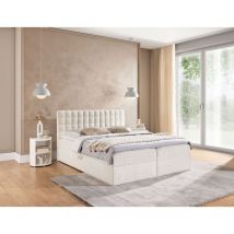 Boxspringbett Schlafzimmerbett toribo premium 200x200cm Stoff Coral Creme