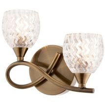 Boyer - 2 Licht Innenwandleuchte Antik Messing mit Glas, G9 - Endon