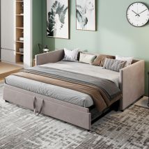 Bpkadhy Ausziehbares Polsterbett 90/180x200 Cm, Doppelbett Schlafsofa Mit Holzlattenrost, Multifunktionsbett, Ausziehbett Für Wohnzimmer, Schlafzimmer