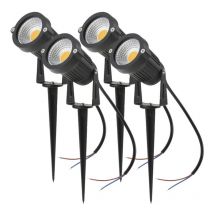 GTA - lifcausal Projecteur led cob 5W Lot de 4 - Éclairage Extérieur 500LM Hautes Performances pour Jardin/Mur/Allée - Blanc Chaud 12V ac/dc