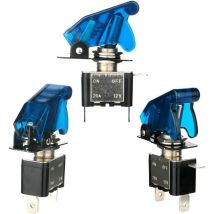 BR-Life Lot de 3 interrupteurs à bascule DC12 V-24 v 20 a, avec capuchon étanche + led bleue, interrupteur à bascule spst en métal, marche/arrêt 2