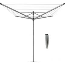 Stendibiancheria a Ombrello Lift-O-Matic - 40m di Spazio per Stendere - Regolabile Lavoro All'altezza (129-187 cm) - con Picchetto 45mm - Metallic