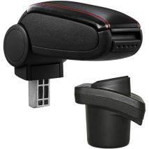 Pro.tec Bracciolo - appoggia braccio con mensola - imbottito - nero con cuciture rosse similpelle