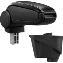 Pro.tec Bracciolo centrale - Poggiabraccio con vano portaoggetti - imbottito - in similpelle - nero con cucitura bianca - Citroën DS3