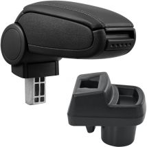 Bracciolo Centrale per Opel Corsa f - Similpelle Nero con Cucitura Nera Pro.tec