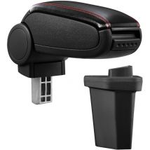 Pro.tec Bracciolo centrale - Poggiabraccio con vano portaoggetti - imbottito - in similpelle - nero con cucitura rossa - Hyundai i20