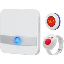 Bracelet Alarme Personne Agee,Alarmemaisonsansfil,Systeme Alarme Maison Sans Fil,Alarme Personne Agee Avec 52 Sonneries et 4 Niveaux de Volume,