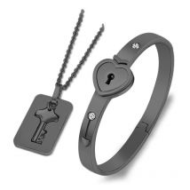 Bracelet couple Rush to the sky, cadenas concentrique, cadenas d'amour, bracelet en acier titane, clé