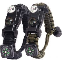 Bracelet de corde de parachute de survie pour hommes et femmes, kit de bracelet de corde de parachute militaire avec silex + boussole + thermomètre +