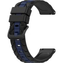 Bracelet de montre en silicone noir/bleu 22 mm