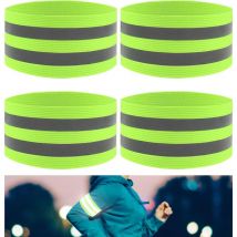 Bracelet de Sécurité Réfléchissant Cyclisme, Bande de Bracelet Réfléchissant Réglable, Brassard Securite, Haute Visibilité Vélo Running(4 pcs)