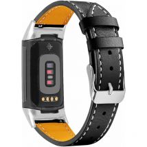 Choyclit - Bracelet en Cuir Compatible avec Le Bracelet Fitbit Charge 5, Bracelet en Cuir Souple et Respirant à Boucle Classique en Métal Bracelet de