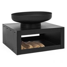 Iperbriko - Braciere con Porta Legna Efesto Nero 70x38h in Acciaio