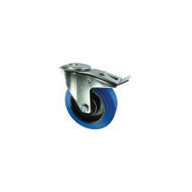 Atlas Workholders - Braked Bolt Hole 80mm Blue Rubber Tyre