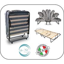 Brandina pieghevole con materasso ortopedico e rete a doghe con ruote 80x190 cm