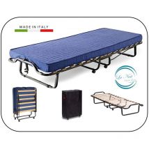 Brandina pieghevole con materasso ortopedico e rete a doghe con ruote 80x200 cm