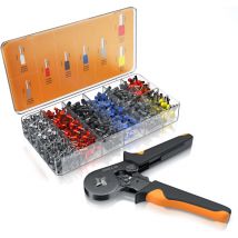 Brandson - Crimpzange inkl. 1200 Aderendhülsen- Set - Profi Isolierhülsen Sortiment - Aderendhülsenzange - 0,25 mm2-10mm2